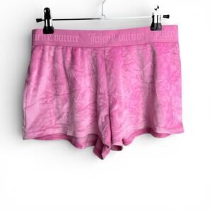 Vintage Y2K Juicy Couture Pink Tie-Dye Sleepwear Shorts with Rhinestone Logo
